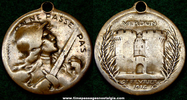 Old French Battle of Verdun World War I Medallion Coin