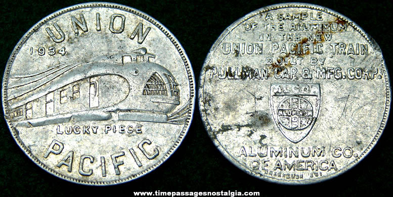 1934 Aluminum Union Pacific Railroad Advertising Token Coin