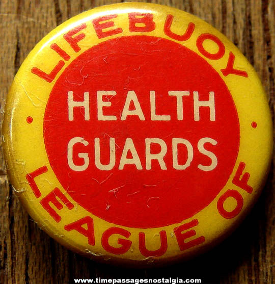 Colorful Old Lifebuoy Health Guard Advertising Celluloid Pin Back Button