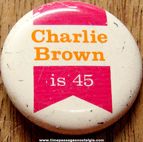 Old Charlie Brown Character Royal Crown Soda Tin Pin Back Button