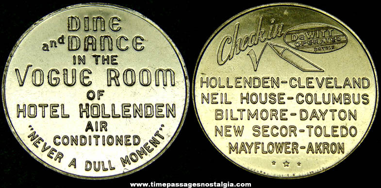 Old Cleveland Ohio Hotel Hollenden Vogue Room Advertising Token Coin