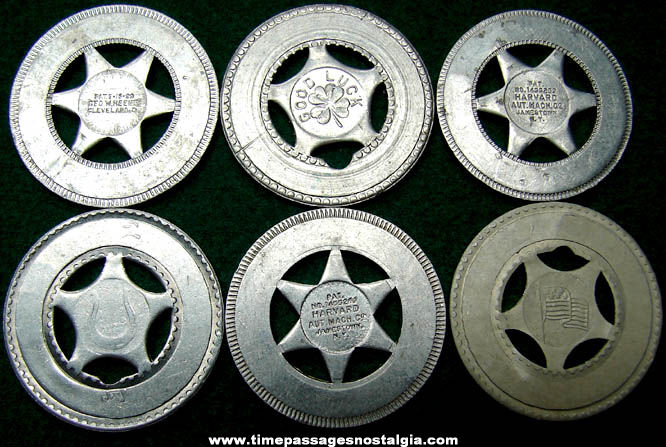 (6) Old Arcade Souvenir Personalized Good Luck Token Coins