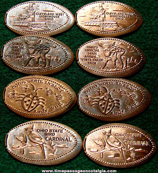 (8) Old Advertising & Souvenir Elongated Cents