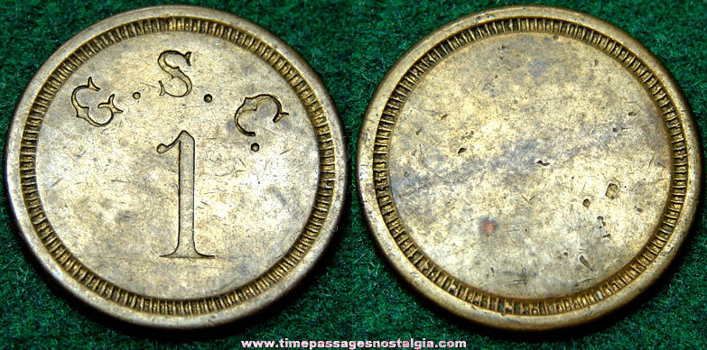 Old Brass G.S.C. Advertising Token Coin