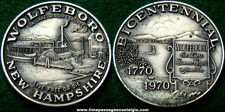 1970 Wolfeboro New Hampshire Bicentennial Advertising Silver Medal Coin