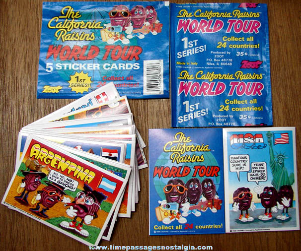 Set of (25) 1988 California Raisins 1st Series World Tour Non Sports Trading Cards