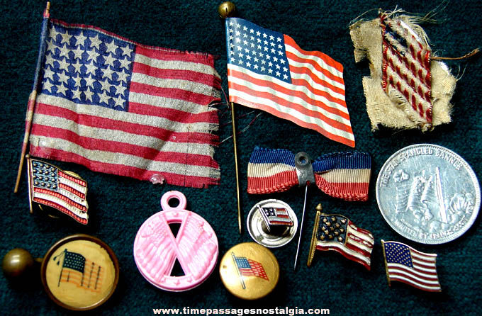 (12) Different Small Old American Flag Items