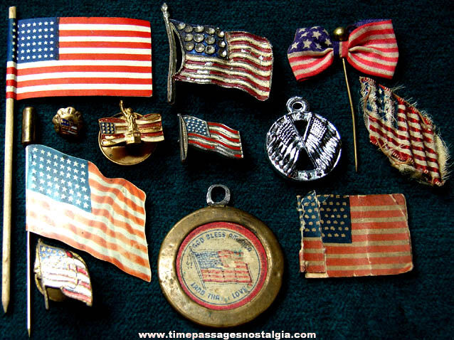 (12) Different Small Old American Flag Items