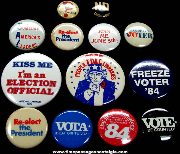 (13) Old Vote & Voting Campaign Pin Back Buttons