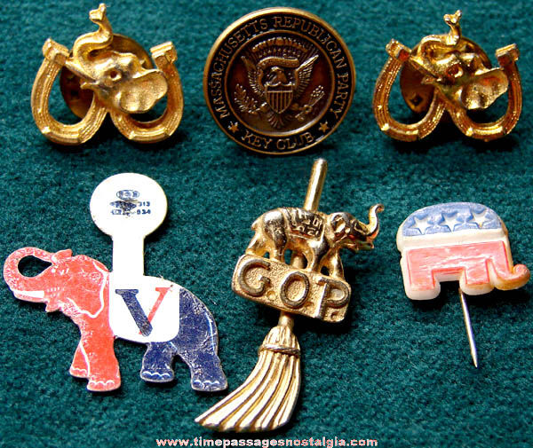 (6) Old American Republican Party Political Campaign Pins