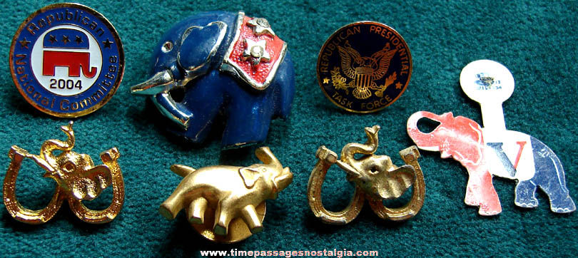 (7) Old American Republican Party Political Campaign Pins