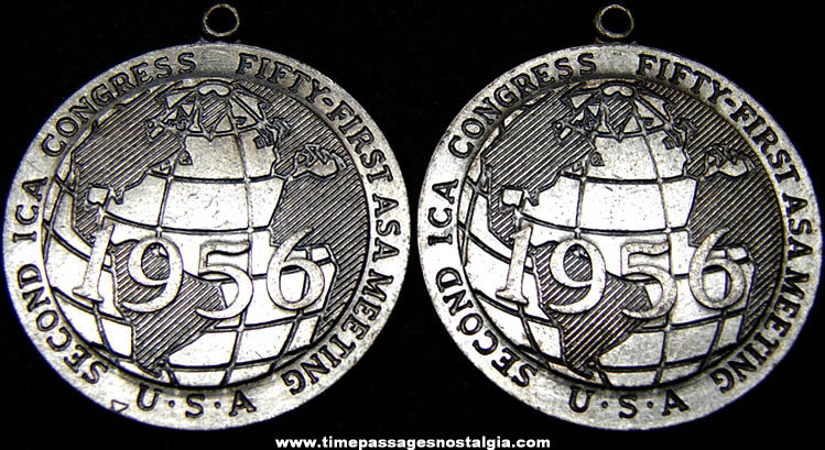 (2) 1956 ICA Congress ASA Meeting U.S.A. Medallions