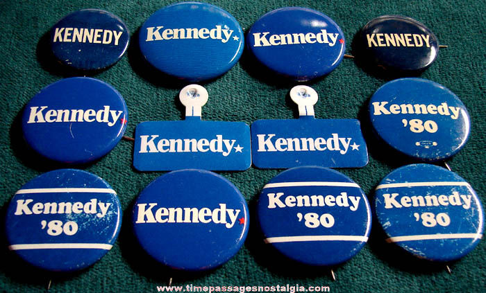 (12) Old Kennedy Political Campaign Pins and Buttons