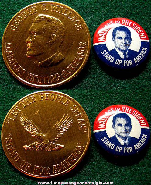 (2) 1968 George Wallace Political Campaign Items