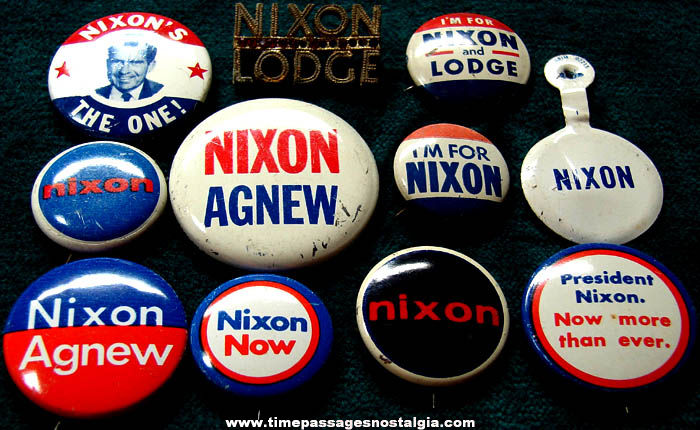 (11) U.S. President Richard Nixon Political Campaign Pins & Buttons