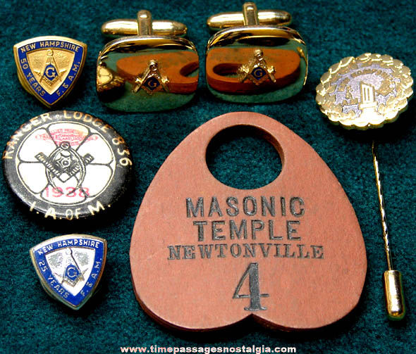 (7) Small Old Masonic Fraternal Items