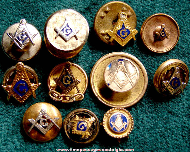(11) Small Old Masonic Emblem Fraternal Pins