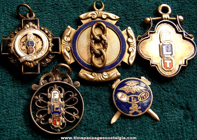 (4) Old Independent Order of Odd Fellows Fraternal Watch Fob Charms