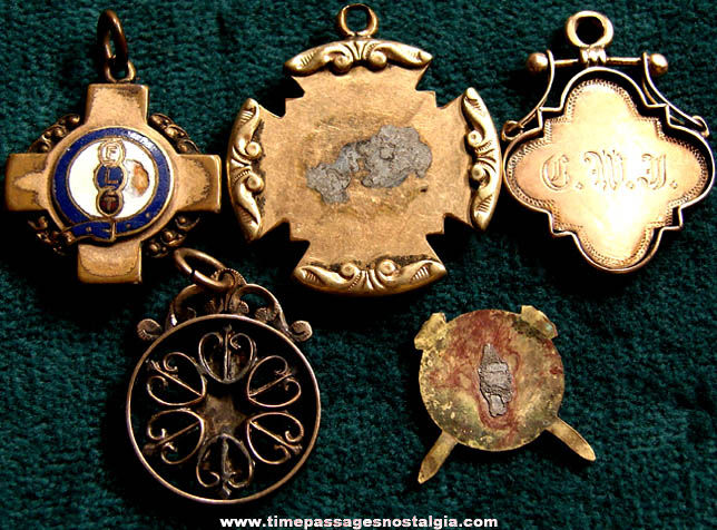 (4) Old Independent Order of Odd Fellows Fraternal Watch Fob Charms