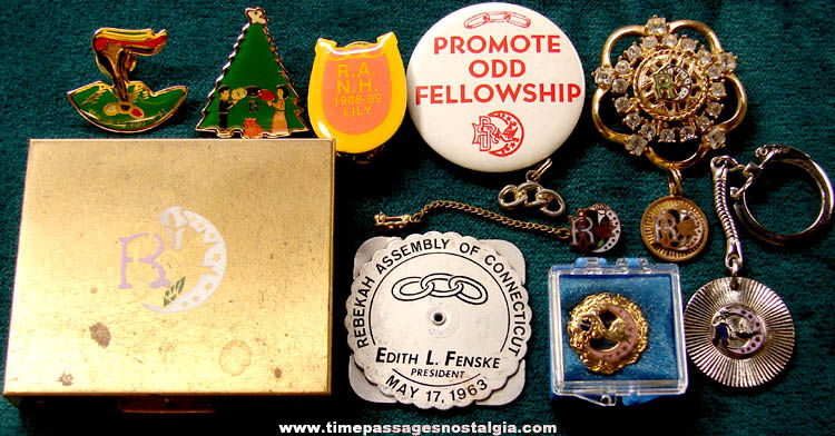 (12) Different Small Old Rebekah I.O.O.F. Fraternal Items