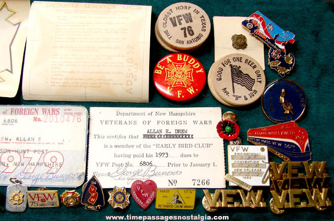 (36) Small Old Veterans of Foreign Wars Veteran Fraternal Items
