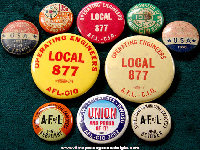 (10) Different Old Union Advertising Pin Back Buttons