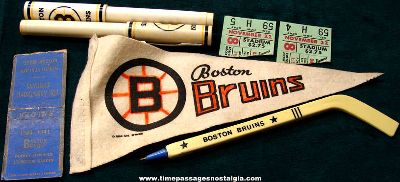 (7) Small Old Boston Bruins Hockey Advertising Items