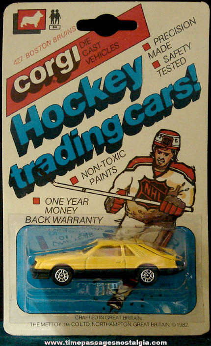 Unopened ©1982 Boston Bruins Hockey Toy Corgi Ford Mustang Cobra Car