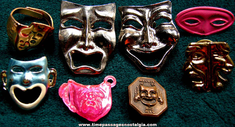 (8) Different Old Theatre Mask Items
