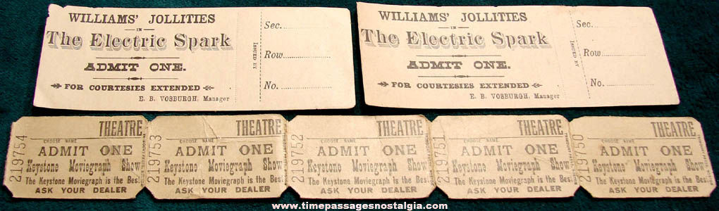 (7) Early Unused Movie Theatre Advertising Tickets