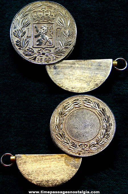 Old Metal Secret Compartment Coin Medallion Pendant