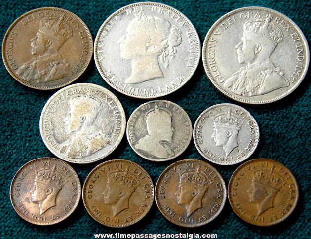 (10) Old Newfoundland Canada Coins