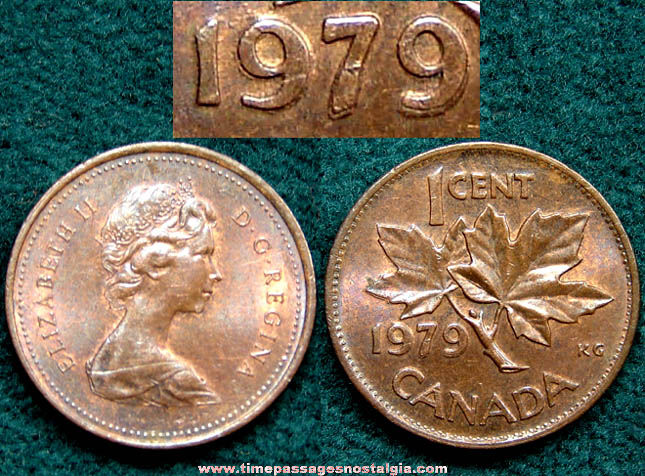 1979 Canadian Small Cent With Doubled Date