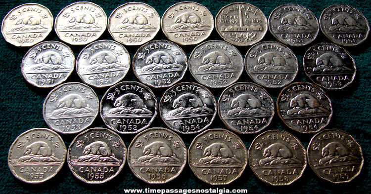 (24) 1950s Canadian Nickel Coins