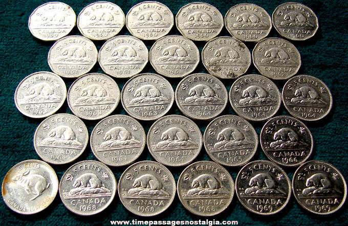(28) 1960s Canadian Nickel Coins