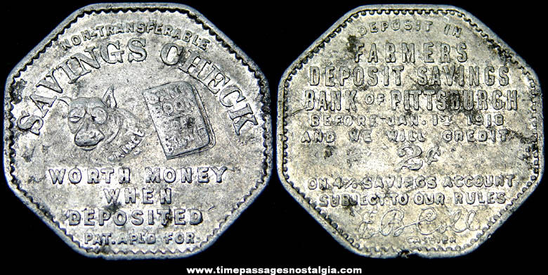 1917 Pittsburgh Pennsylvania Bank Advertising Token Coin