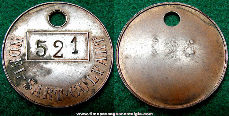 Old Numbered Metal Advertising Key Chain Tag