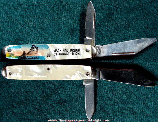 Old Mackinac Bridge Advertising Souvenir Pocket Knife