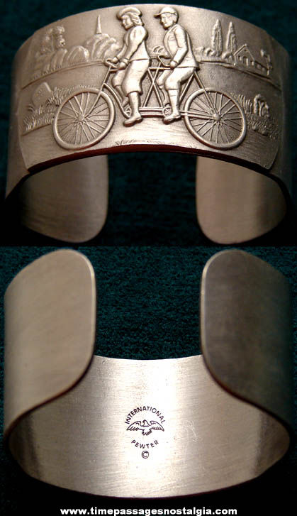 Old Pewter Tandem Bicycle Jewelry Bracelet