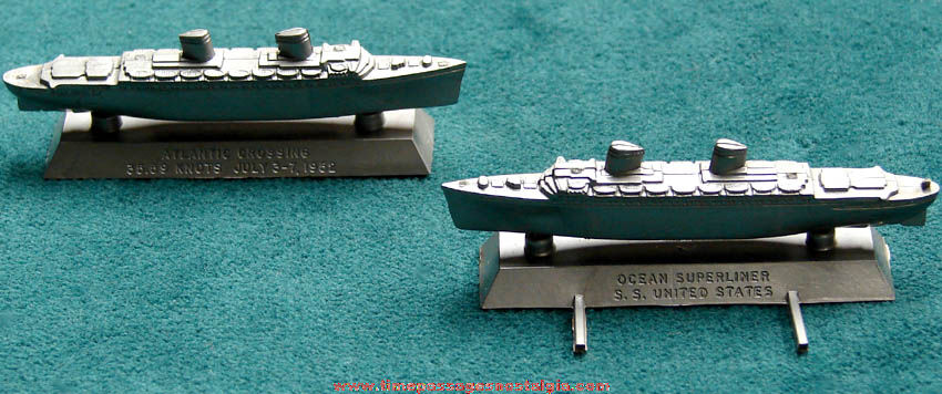 (2) Old Miniature Cereal Box Prize S. S. United States Ship Model Toys