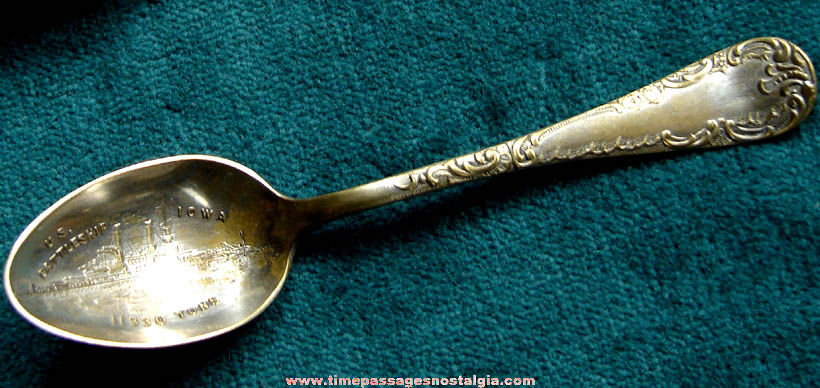 Old Silver Plated United States Navy Ship U.S.S. Iowa Battleship Spoon