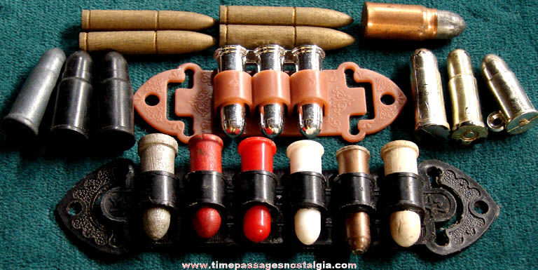 (20) Old Toy Gun Bullets With (2) Holders