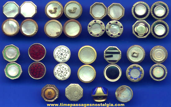 (17) Old Snap Together Cuff Link Buttons