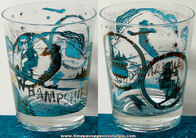 Old Imprinted New Hampshire Advertising Souvenir Drink Glass