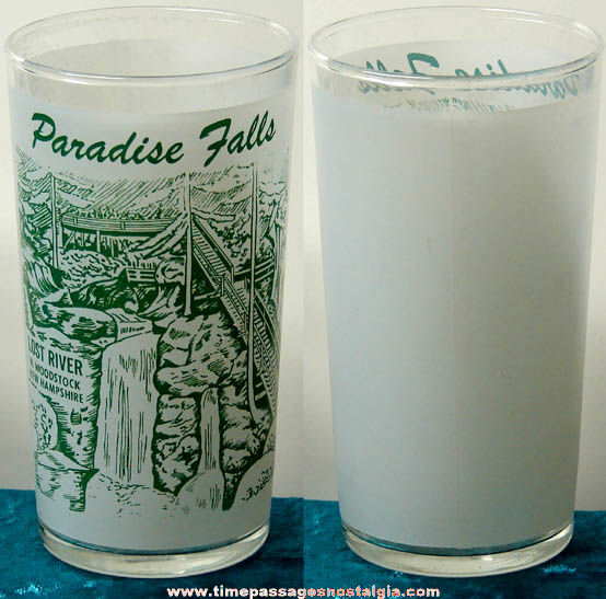 Old Imprinted Paradise Falls New Hampshire Advertising Souvenir Drink Glass