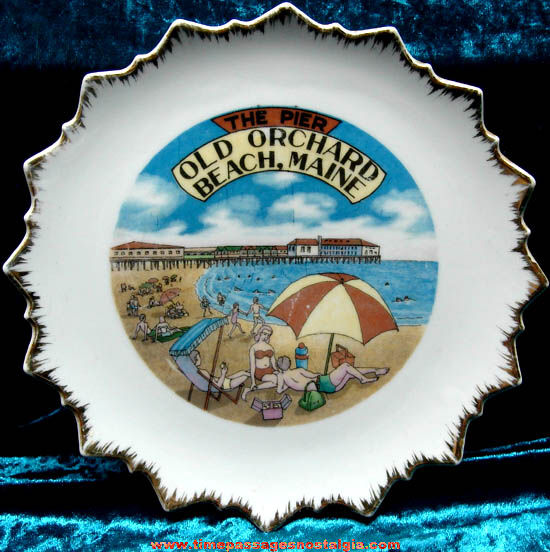 Old Imprinted Old Orchard Beach Maine Pier Advertising Souvenir Plate