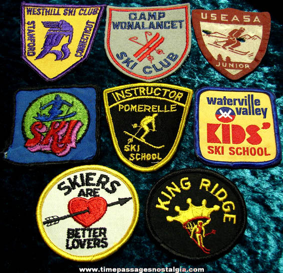 (8) Colorful Old Ski Related Cloth Patches