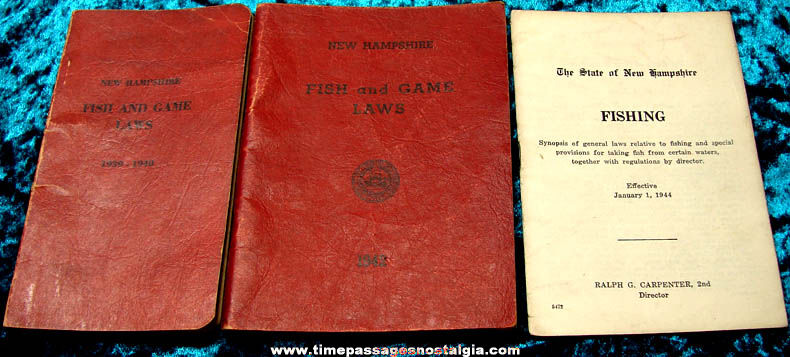 (3) 1939 - 1944 New Hampshire Fish & Game Law Books