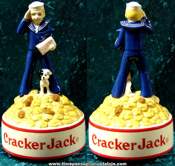 Old Ceramic Cracker Jack Advertising Musical Statue