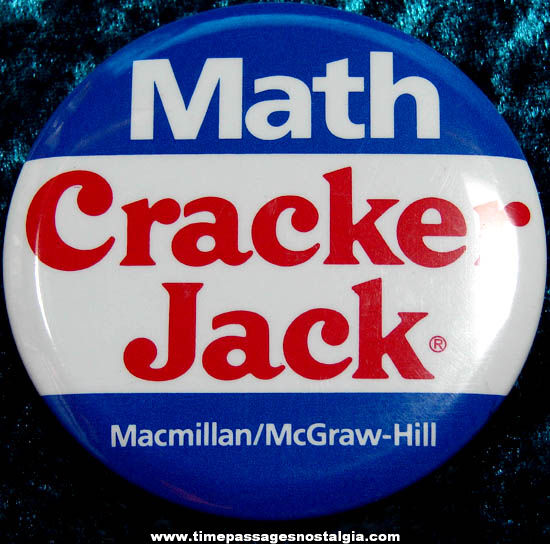 Old Cracker Jack Advertising Math Pin Back Button